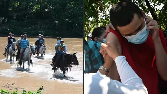 Cruzan la frontera a caballo para poder vacunarse contra el coronavirus