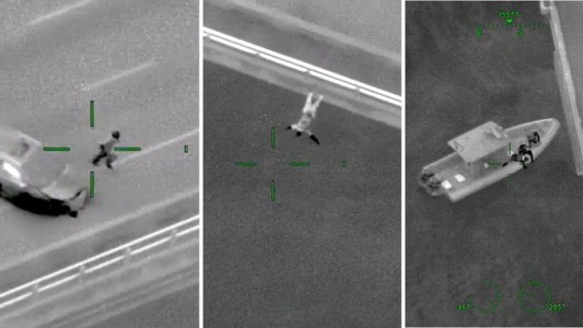 Video: se tiró desde un puente de 17 metros para escapar de la Policía