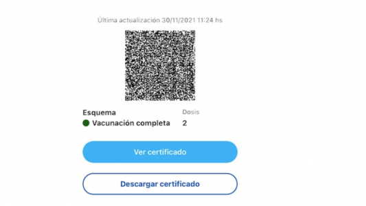 Habilitan la descarga del certificado digital de vacunación