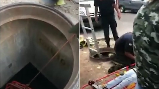 Video: dramático rescate de una adolescente que cayó en una alcantarilla