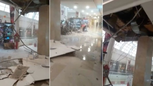 Video: cayó parte del techo de un shopping en Mendoza durante una fuerte tormenta