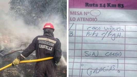 "Sin cargo": el gesto de un comedor con bomberos que venían de combatir los incendios