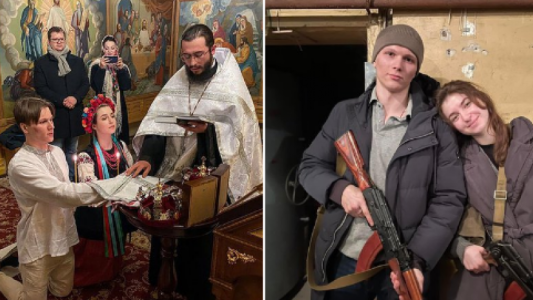 Se casaron en ucrania en plena invasión y al otro día se alistaron en el ejército