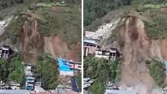 Video: un alud sepultó decenas de casas en un pueblo andino