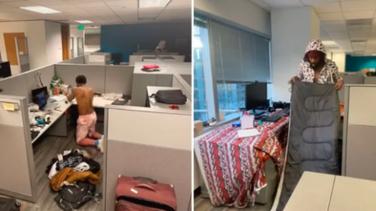 Se cansó de que no le aumentaran el sueldo y se fue a vivir a la oficina para protestar