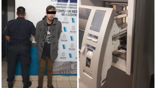Lo sorprenden intentando robar un cajero automático con una barreta en un banco en Merlo