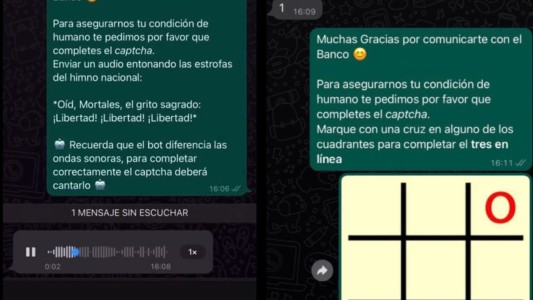"Enviar un audio entonando las estrofas del himno nacional": su WhatsApp es casi idéntico al de un banco y trollea a los clientes