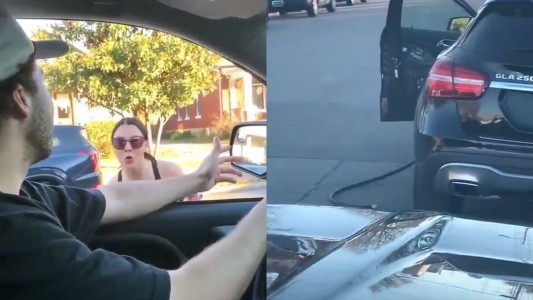 Unos hombres la seguían en auto y amenazó con llamar a la Policía: querían avisarle que circulaba con la manguera de nafta