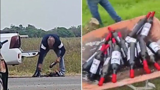 Volcó un camión con vino: vecinos se llevaron las botellas en carretilla