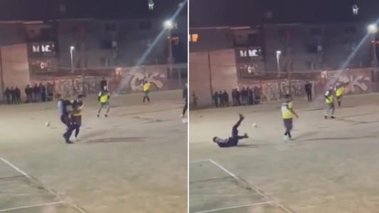 Video: Tevez jugó un picado en Fuerte Apache, le tiraron un caño y reaccionó con una patada