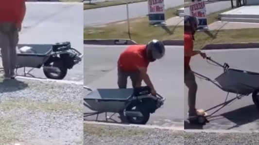 Furor por el cordobés que transformó su carretilla en moto