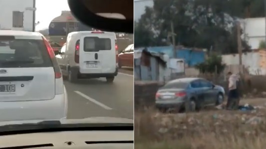 Video: cobró peaje a quienes tomaban un camino alternativo para esquivar el corte de la autopista