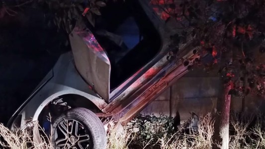 Insólito accidente: alcoholizado, perdió el control del auto y quedó colgando de un árbol