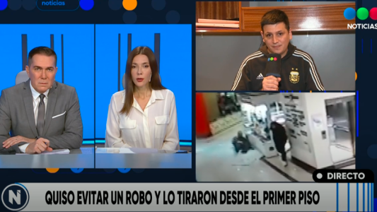 Video: quiso evitar un robo y lo tiraron del primer piso de un shopping