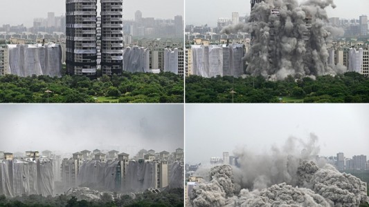 Video: demolieron las "torres gemelas" en India