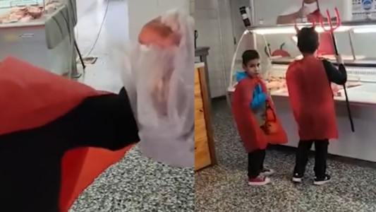 ¿Dulce o truco? ¡Choripanes mejor!: la sorpresa de un carnicero a unos niños en Halloween
