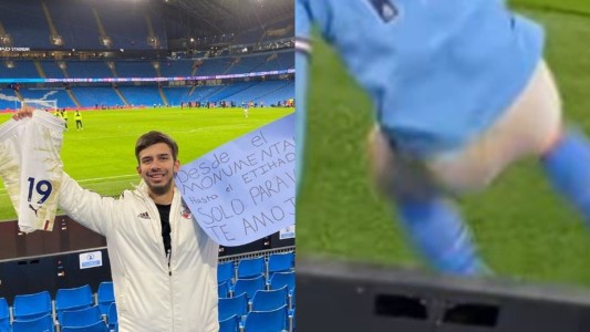 Julián Álvarez se sacó el pantalón y se lo regaló a un hincha de River