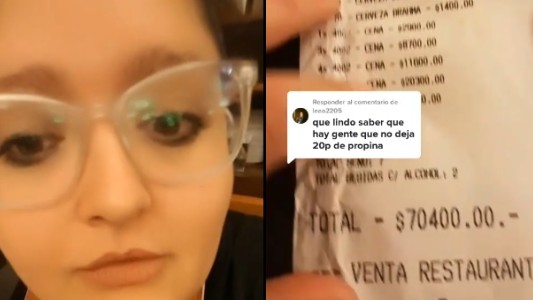 "Me río para no llorar": la queja viral de una moza por la propina que le dejaron tras gastar más de $70 mil