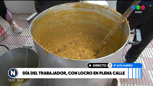 Celebración del Día del Trabajador con un locro callejero