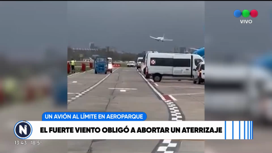 El fuerte viento obligó a un avión a abortar su aterrizaje en Aeroparque