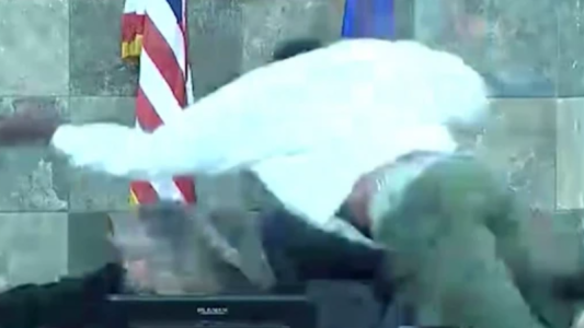 Video: la jueza lo condenó a prisión y saltó al estrado para atacarla