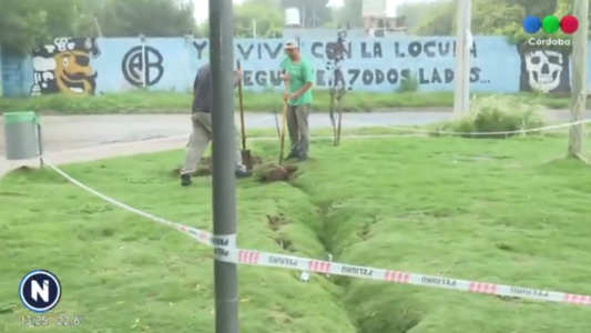 Una renovada plaza de B° Inaudi sufrió hundimientos al ser erosionada por las lluvias