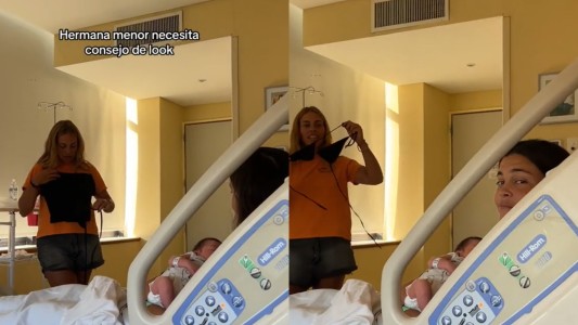 Dio a luz y su hermana menor la visitó en el hospital para pedirle consejos de look