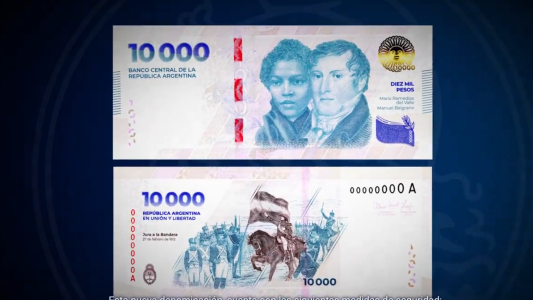 Ponen en circulación el billete de 10.000 pesos