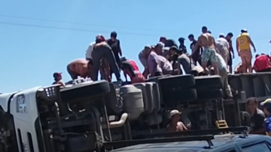 Volcó un camión con ganado: vecinos faenaron a los animales en el lugar