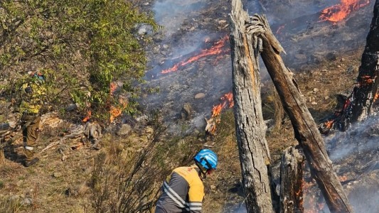 Incendio forestal en Capilla Vieja: bomberos y aviones hidrantes combaten las llamas