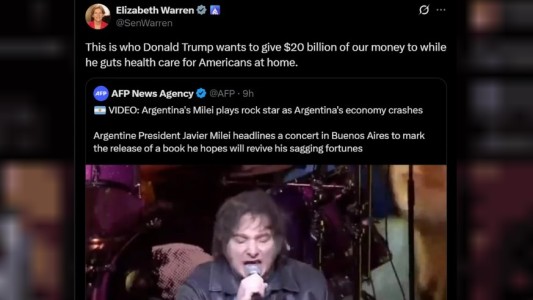 Con un video de Milei en el Movistar Arena, una senadora demócrata cuestionó a Trump por la ayuda financiera