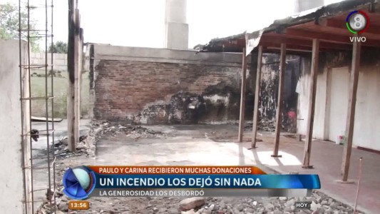 El incendio arrasó con su casa pero la solidaridad los ayuda a seguir adelante