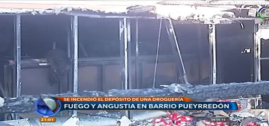 Voraz incendio arrasó con el galpón de una Droguería