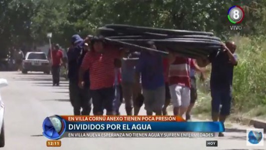 Divididos por el agua, vecinos de Villa Nueva Esperanza y Cornú enfrentados por la falta del recurso