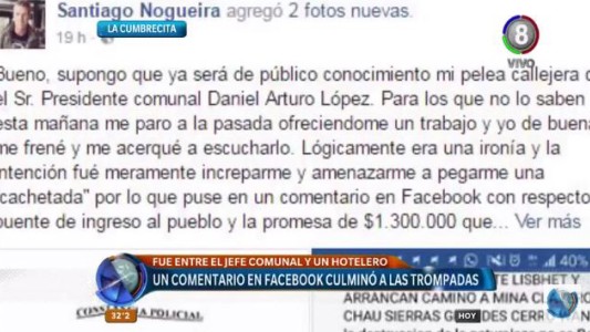 Jefe comunal y hotelero a las trompadas por un mensaje en Facebook