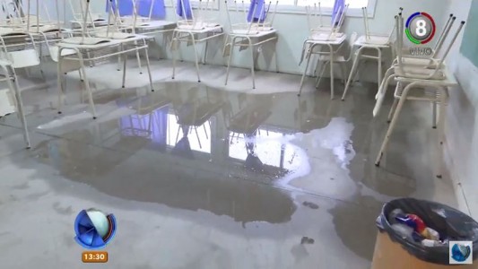 En el IPEM 400, llueve más adentro que afuera