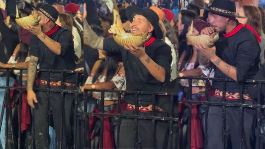 Polémica en Jesús María: usó un quirquincho como “vaso” durante el festival