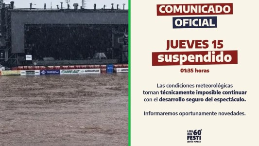 Suspendieron el Festival de Jesús María por las fuertes lluvias y la inundación del predio