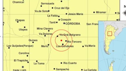 Temblor en Córdoba: sismo de 2.6 de intensidad sacudió a Río Tercero y Calamuchita