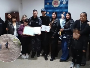 Destacaron a un policía por salvar a un adolescente durante una crecida del río Xanaes