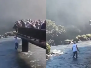 Un hombre se tiró a una zona prohibida de las Cataratas del Iguazú para recuperar su celular