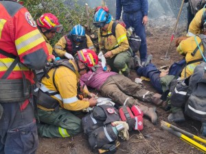 Bomberos cordobeses rescatan a dos heridos en los incendios forestales de Chubut