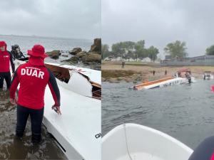 Villa Rumipal: volcó una embarcación durante una competencia náutica en el Balneario Municipal