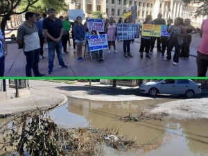 Vecinos de Santa Isabel II protestan en la Municipalidad por hundimientos y malos olores