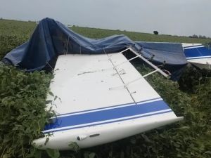 Avioneta agrícola cayó en un campo del este cordobés y el piloto sobrevivió al impacto